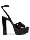 Saint Laurent Women's Patent Leather Platform Sandals In Nero