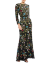 MAC DUGGAL WOMEN'S LONG-SLEEVE FLORAL EMBELLISHED GOWN