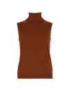 Lafayette 148 Sleeveless Knit Turtleneck Shell In Amber Brown