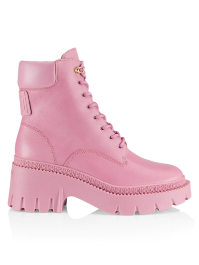 Coach Women's Ainsley Leather Combat Boots In Tulip
