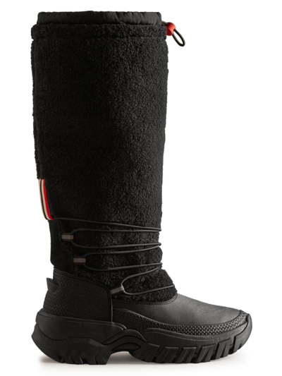 Hunter Women's Wanderer Vegan Shearling Insulated Tall Snow Boots In Black