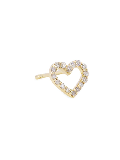 Sydney Evan Women's 14k Yellow Gold & Diamond Small Open Heart Single Earring