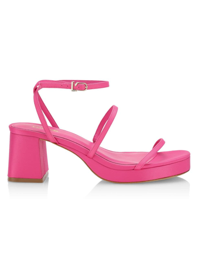 Larroude Gio 70 Block Heel Sandals - Women's - Calf Leather/satin In Pink