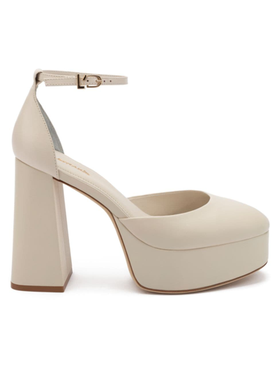 Larroude Women's Ari Ankle Strap Platform High Heel Pumps In Ivory