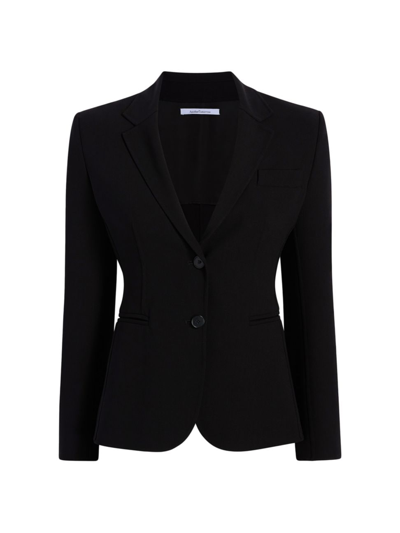 Another Tomorrow Doppio Wool Cropped Blazer Jacket In Black