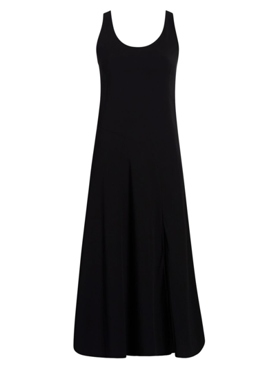 Another Tomorrow Arch-seamed Side-slit Midi Tank Dress In Black