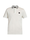 Moncler Men's Shiny Logo-collar Polo Shirt In Grey