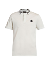 Moncler Men's Shiny Logo-collar Polo Shirt In Ice