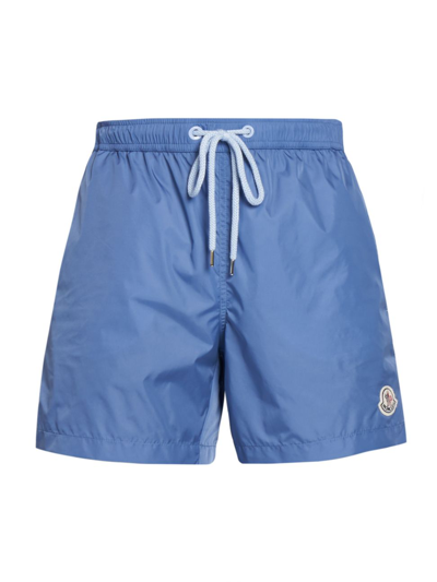 Moncler Light Blue Swim Shorts With Logo In Turquoise