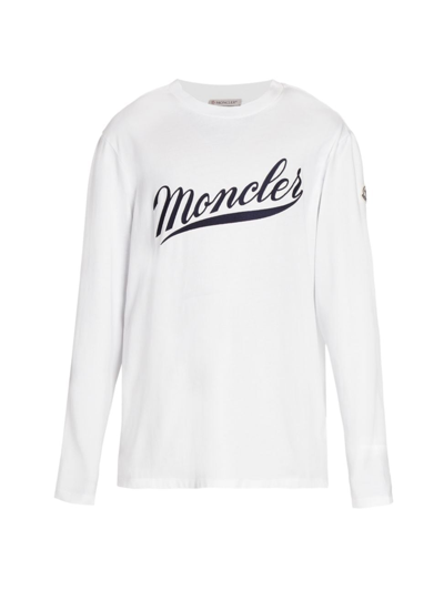 Moncler Logo-print Long-sleeve Cotton T-shirt In White