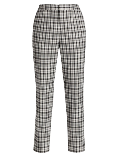 Elie Tahari Women's Plaid Straight-leg Crop Trousers In Black And White Plaid