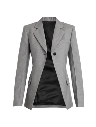 Victoria Beckham Single-breasted Notched-lapel Wool Blazer In Grey Melange