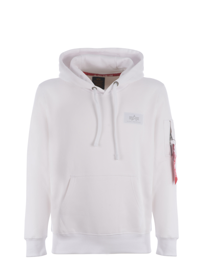 Alpha Industries Hooded Sweatshirt  In Bianco