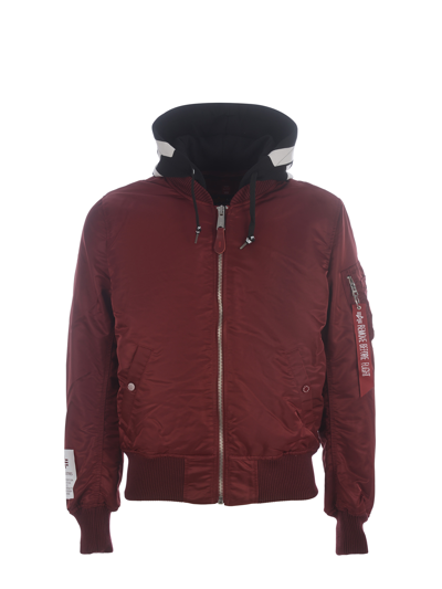 Alpha Industries Bomber Jacket  In Dark Red