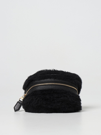 Max Mara Jolie7 - Teddy Fabric Clutch Bag In Black