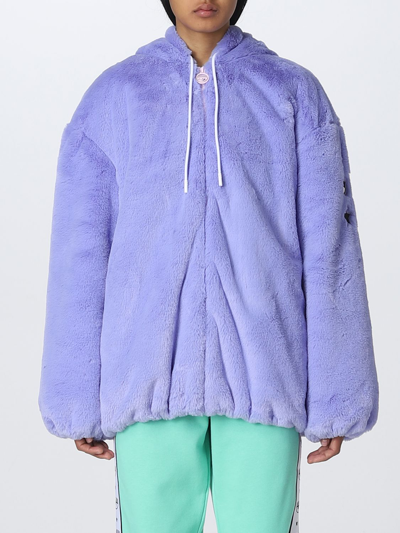Chiara Ferragni Faux-fur Zip-front Jacket In Violet