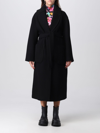 Msgm Double-breasted Virgin Wool-blend Coat In Black