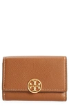 Tory Burch Medium Miller Trifold Leather Wallet In Light Umber