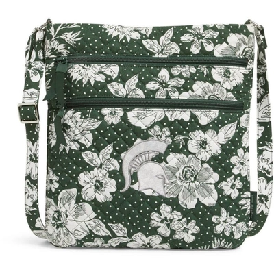 Vera Bradley Michigan State Spartans Rain Garden Triple-zip Hipster Crossbody Bag In Green