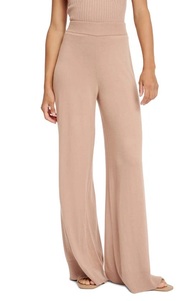 Splendid Wide-leg Knit Sweater Pants In Kashmiri Chai