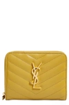 Saint Laurent Monogram Matelassé Leather Wallet In Chartreuse