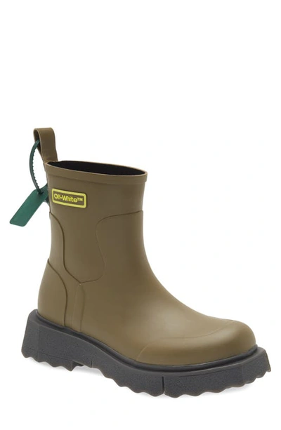 Off-white Sponge Ankle Boots In Green