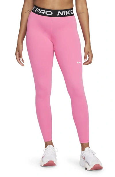 Nike Women's  Pro Mid-rise Mesh-paneled Leggings In Pink
