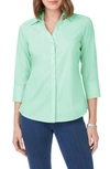 Foxcroft Mary Button-up Blouse In Sea Mist