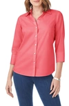 Foxcroft Mary Button-up Blouse In Coral Sunset