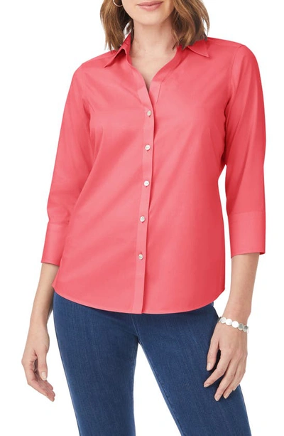 Foxcroft Mary Button-up Blouse In Coral Sunset