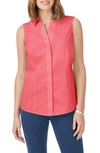 Foxcroft Taylor Non-iron Sleeveless Shirt In Coral Sunset