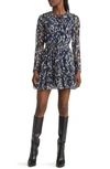 French Connection Bodine Printed Cutout Dress In Surf The Web-black