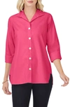 Foxcroft Margie Three-quarter Sleeve Button-up Shirt In French Rose