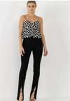 Grey Lab Knotted Checker Print Top In Multi