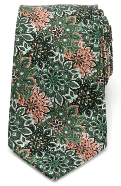 Cufflinks, Inc Kaleidoscope Floral Silk Tie In Green/black