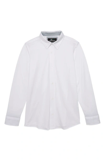 Johnston & Murphy Kids' Xc Flex Stretch Button-up Shirt In White Solid