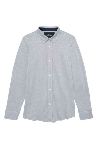 Johnston & Murphy Kids' Xc Flex Stretch Button-up Shirt In Navy Micro Dot