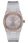 Tissot Prx Powermatic 80 Bracelet Watch, 35mm In Grey/ Rose Gold