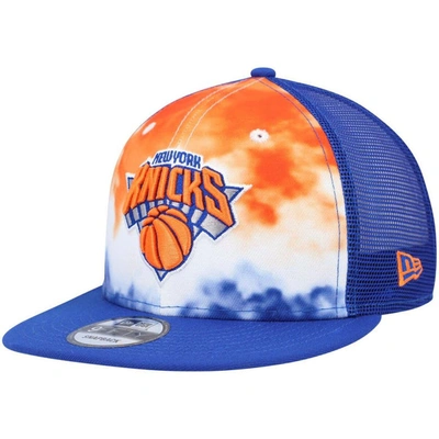 New Era Royal New York Knicks Hazy Trucker 9fifty Snapback Hat