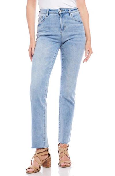 Karen Kane Raw Hem Straight Leg Jeans In Light Blue