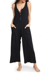 Hatch The Cotton Maternity Jumpsuit In Black
