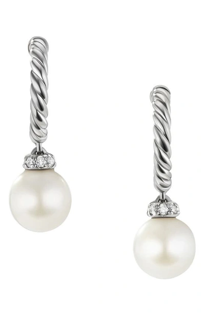 David Yurman Women's Pearl And Pavé Solari Drop Earrings In Sterling Silver With Diamonds