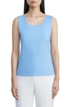 Lafayette 148 Stretch Swiss Cotton Rib Tank In Cool Blue