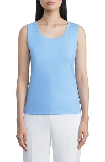 Lafayette 148 Stretch Swiss Cotton Rib Tank In Cool Blue