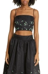 Ganni Embellished Crop Camisole In Black