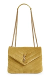 Saint Laurent Loulou Small Monogram Ysl Suede V-flap Shoulder Bag In Chartreuse