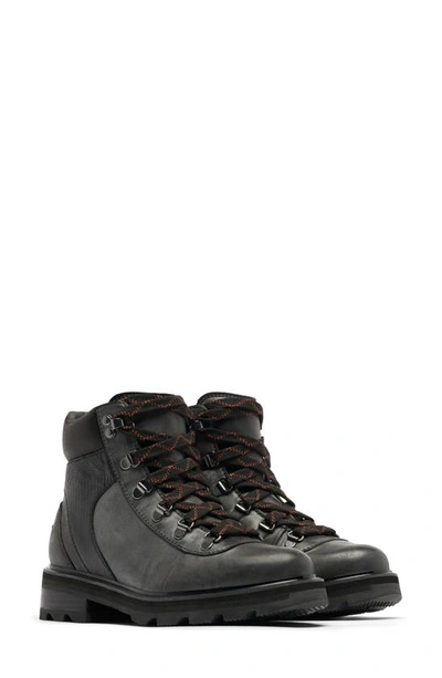 Sorel Lennox Waterproof Hiking Boot In Black/ Warp Red