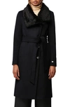 SOIA & KYO GEMMA WOOL BLEND COAT WITH REMOVABLE FAUX SHEARLING TRIM