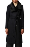 Soia & Kyo Rooney Hooded Mixed Media Coat In Black