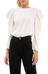 English Factory Puff Shoulder Top In White
